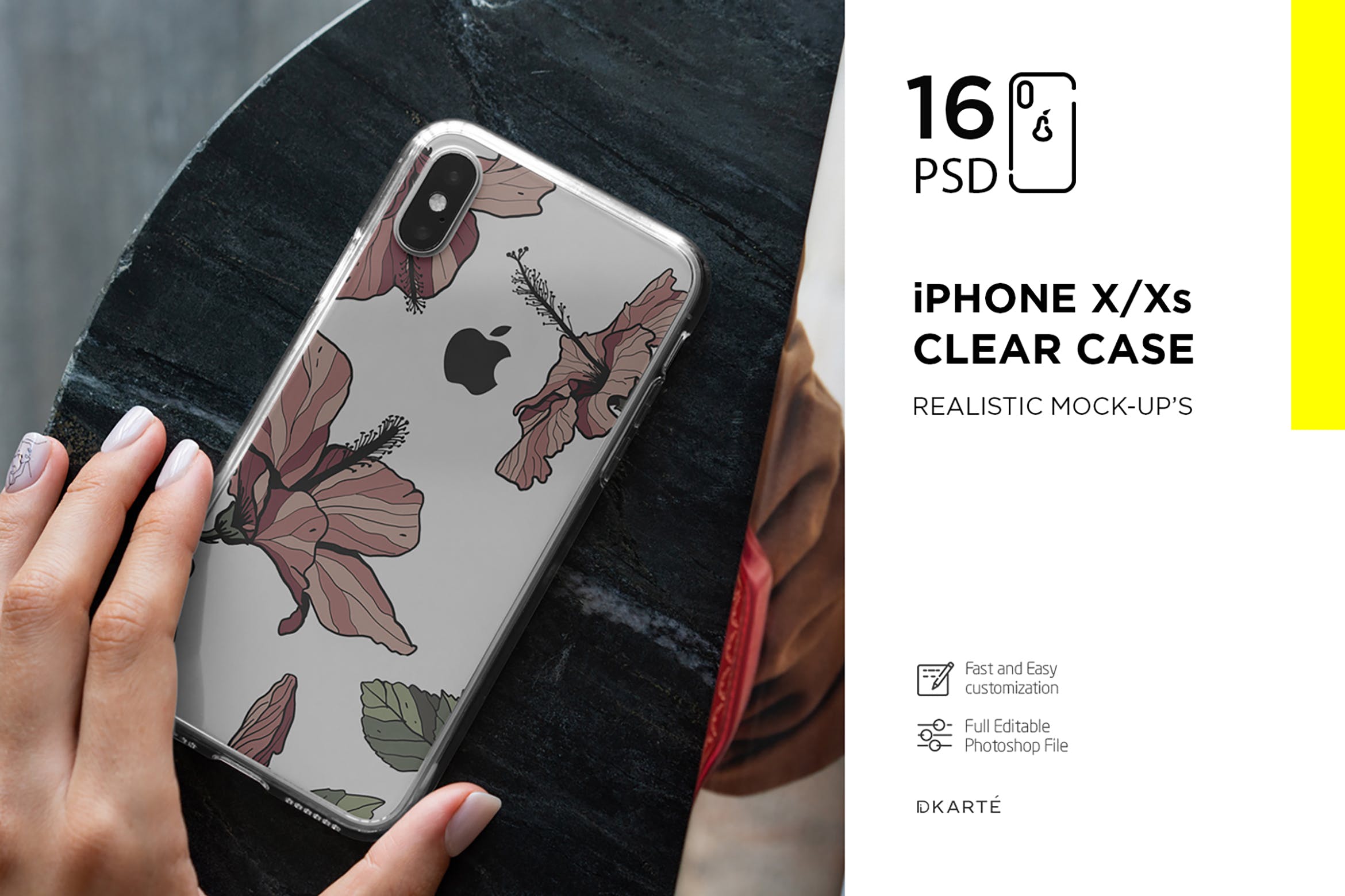 苹果iPhone Xs透明手机保护壳外观设计样机模板 iPhone Xs Clear Case Mock-Up