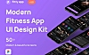 iOS端暗黑系健身健康类APP应用程序UI套件Fitly App - Modern Fitness App UI Design Kit