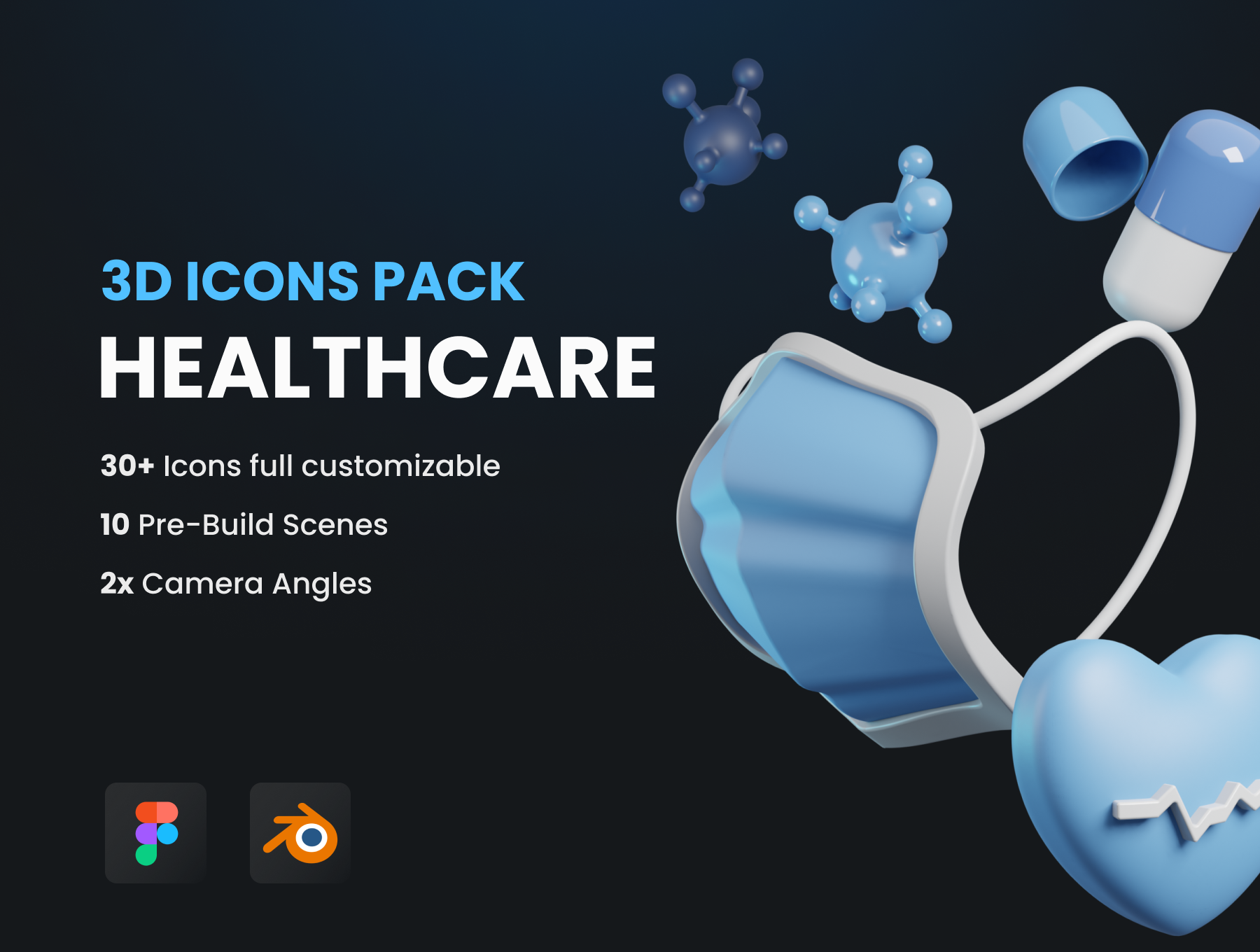 3D创意现代医疗保健主题图标 Healthcare 3D Icons