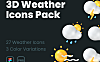 3D浅色深色天气预报主题系列图层icon 3D Weather Icons Pack