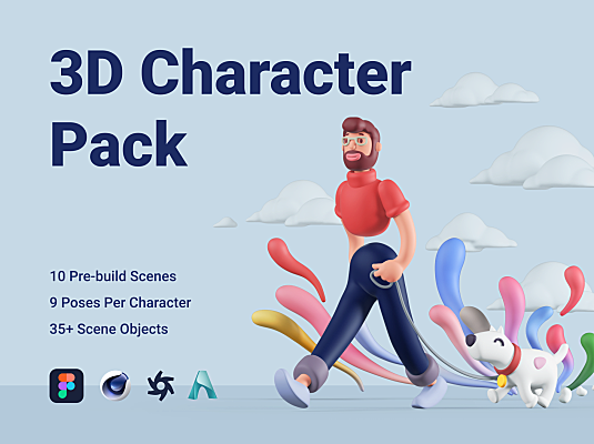 Figma卡通Q版3D不同人物角色素材包 3D Character Pack