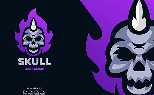 骷髅电子竞技标志Logo设计模板 Skull E-Sport Logo Design Template
