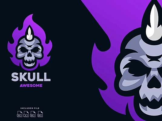 骷髅电子竞技标志Logo设计模板 Skull E-Sport Logo Design Template