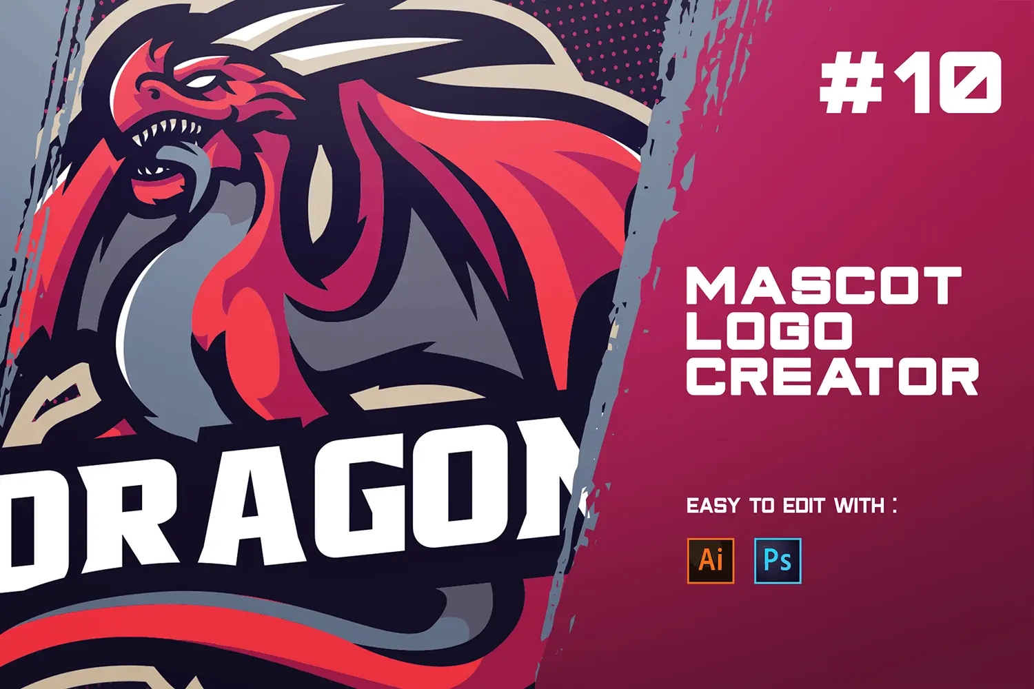 翼龙电子竞技Logo设计模板 DRAGON – E-Sports Logo Creator