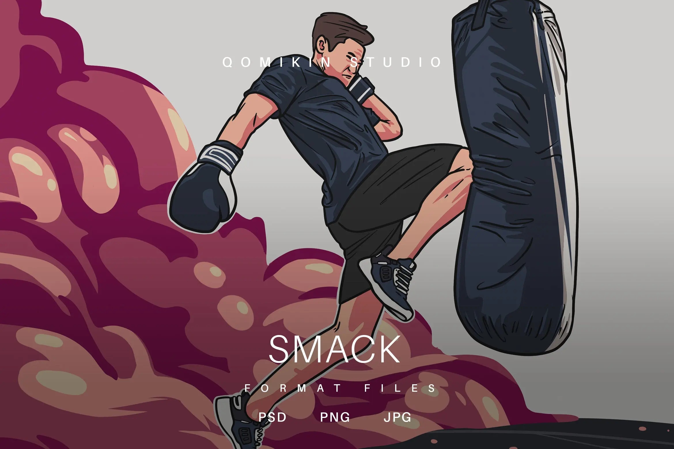 拳击手插画&封面背景素材 Smack Illustration
