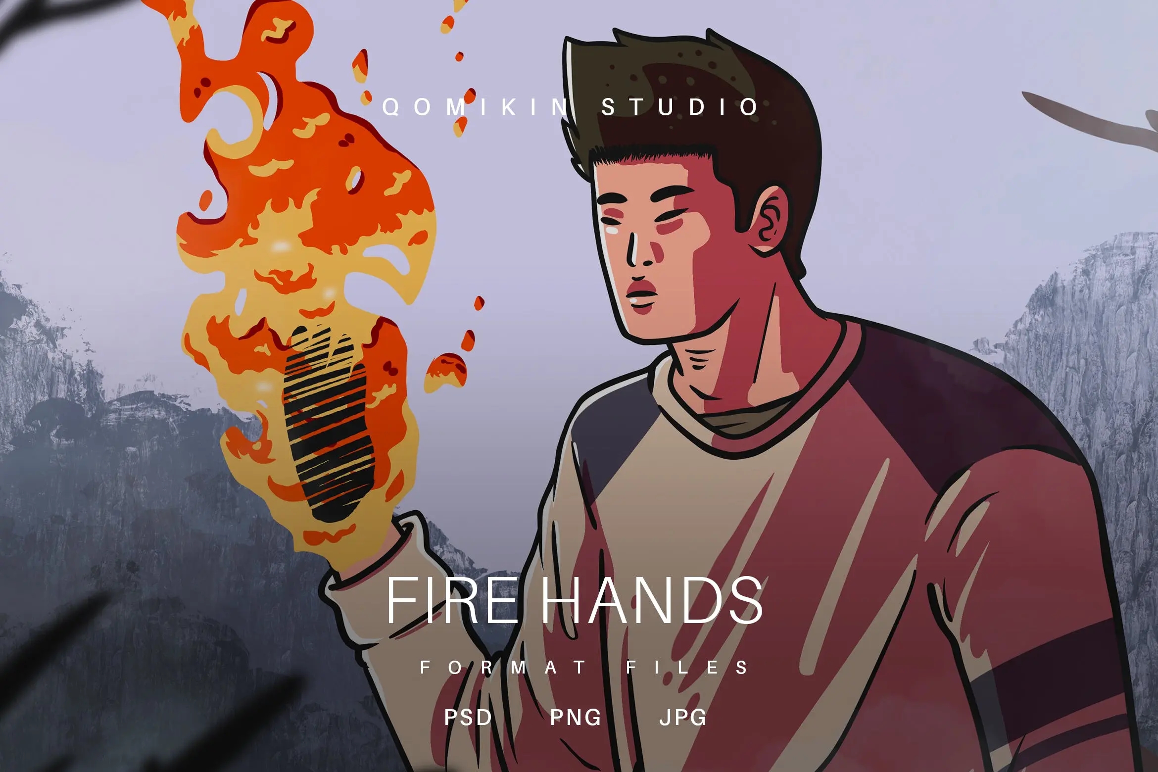 火焰手掌插画&封面背景素材 Fire Hands Illustration