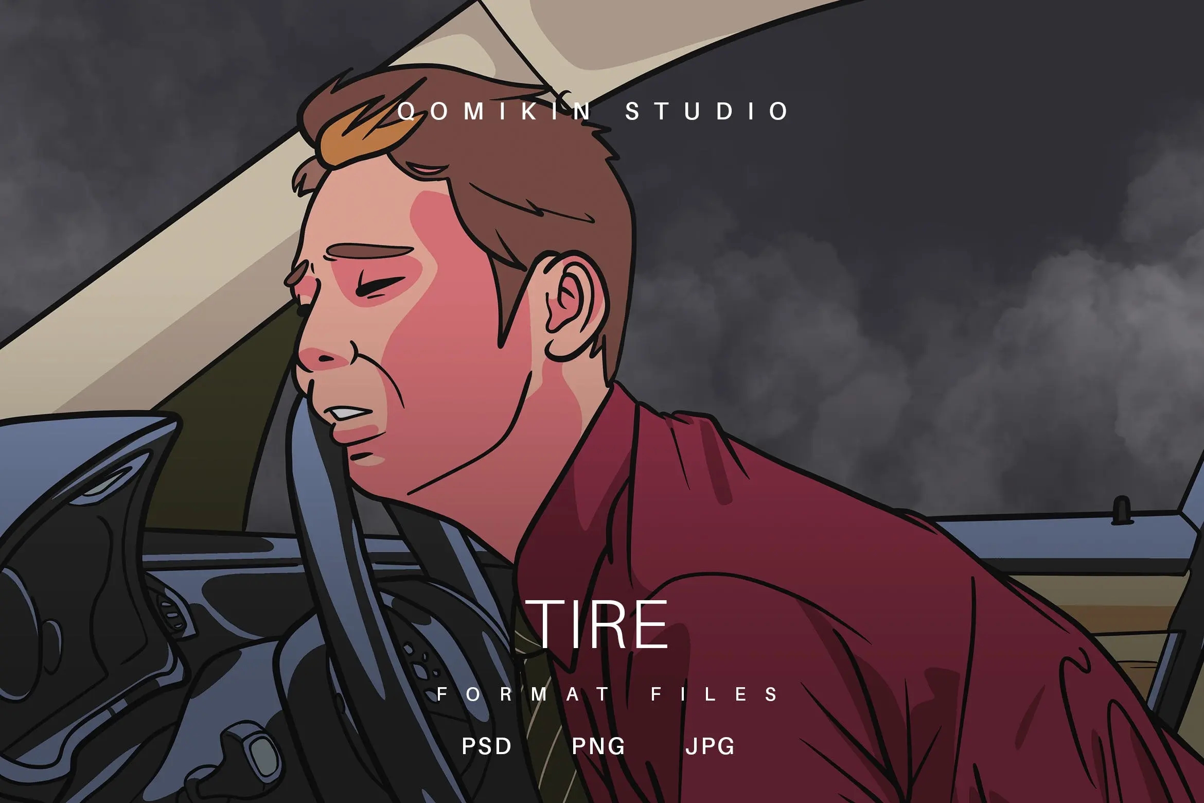 疲劳驾驶员插画&封面背景素材 Tire Illustration