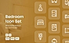 卧室房间主题常用线条icon图标合集 bedroom-dashed-line-icon-set