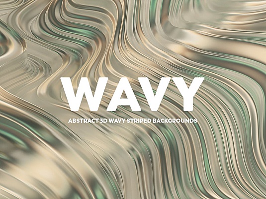 金绿色3D抽象波浪条纹背景图素材 abstract-3d-wavy-striped-backgrounds-gold-green