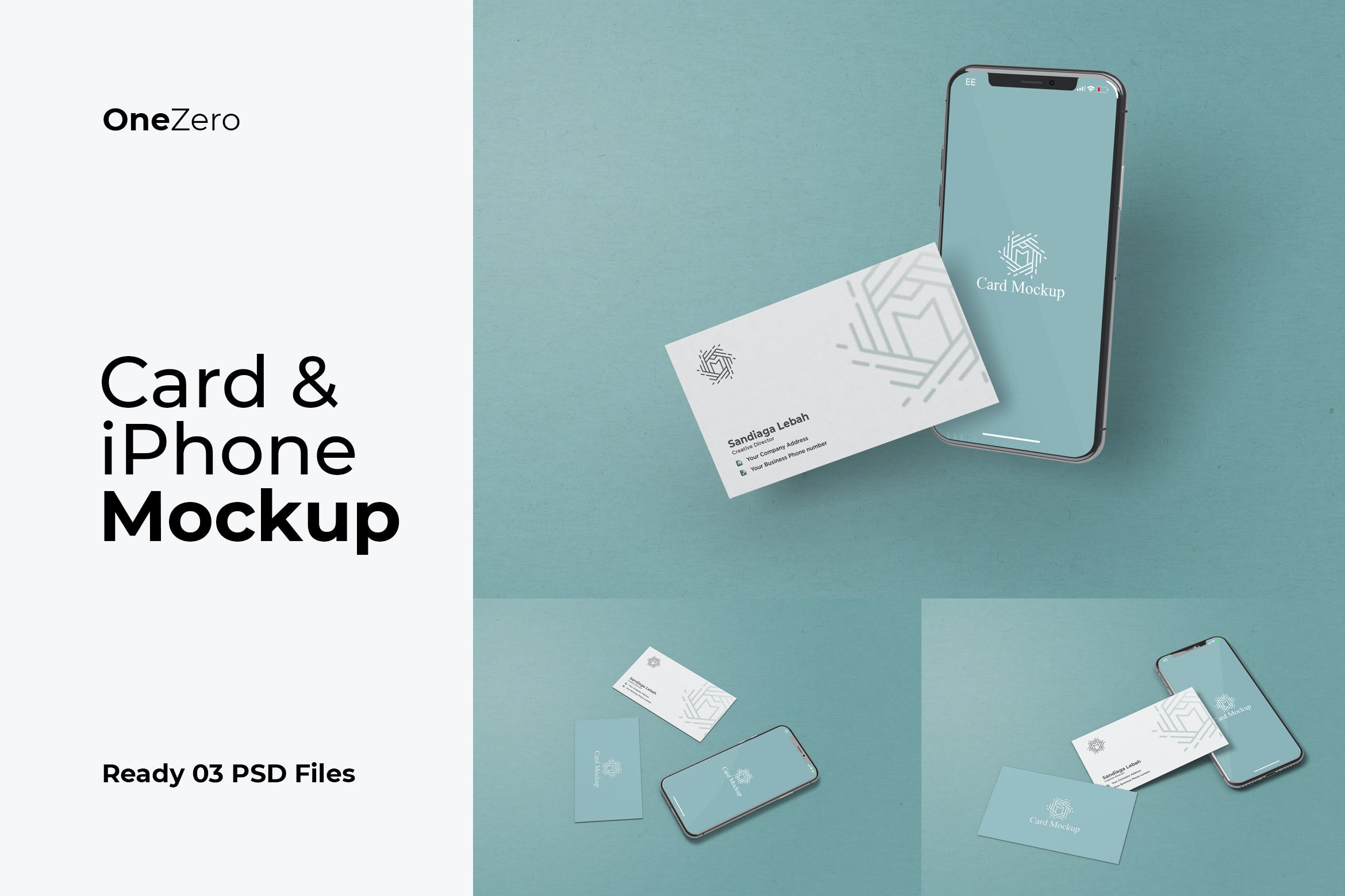 iPhone&名片同框广告设计样机模板 card-and-iphone-mockup