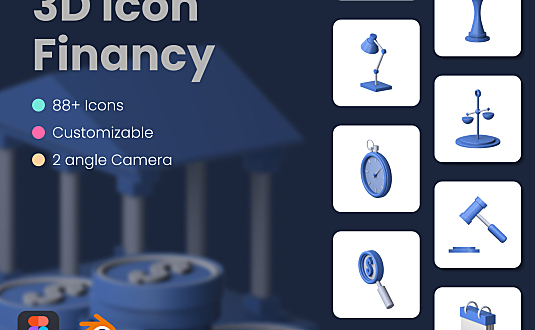 3D金融财务主题系列icon图标素材合集 3D Financy Icon