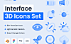 60+3D网页&APP界面基本图标icon素材 Interficon - 3D Interface Icons