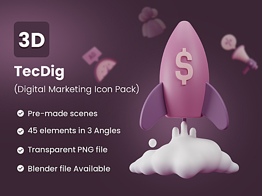 数字营销主题3D图标包 TecDig – 3D Marketing Icons Pack