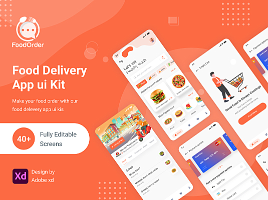 外卖点餐配送App iOS UI用户界面设计套件 FoodOrder - Food Delivery UI KIT