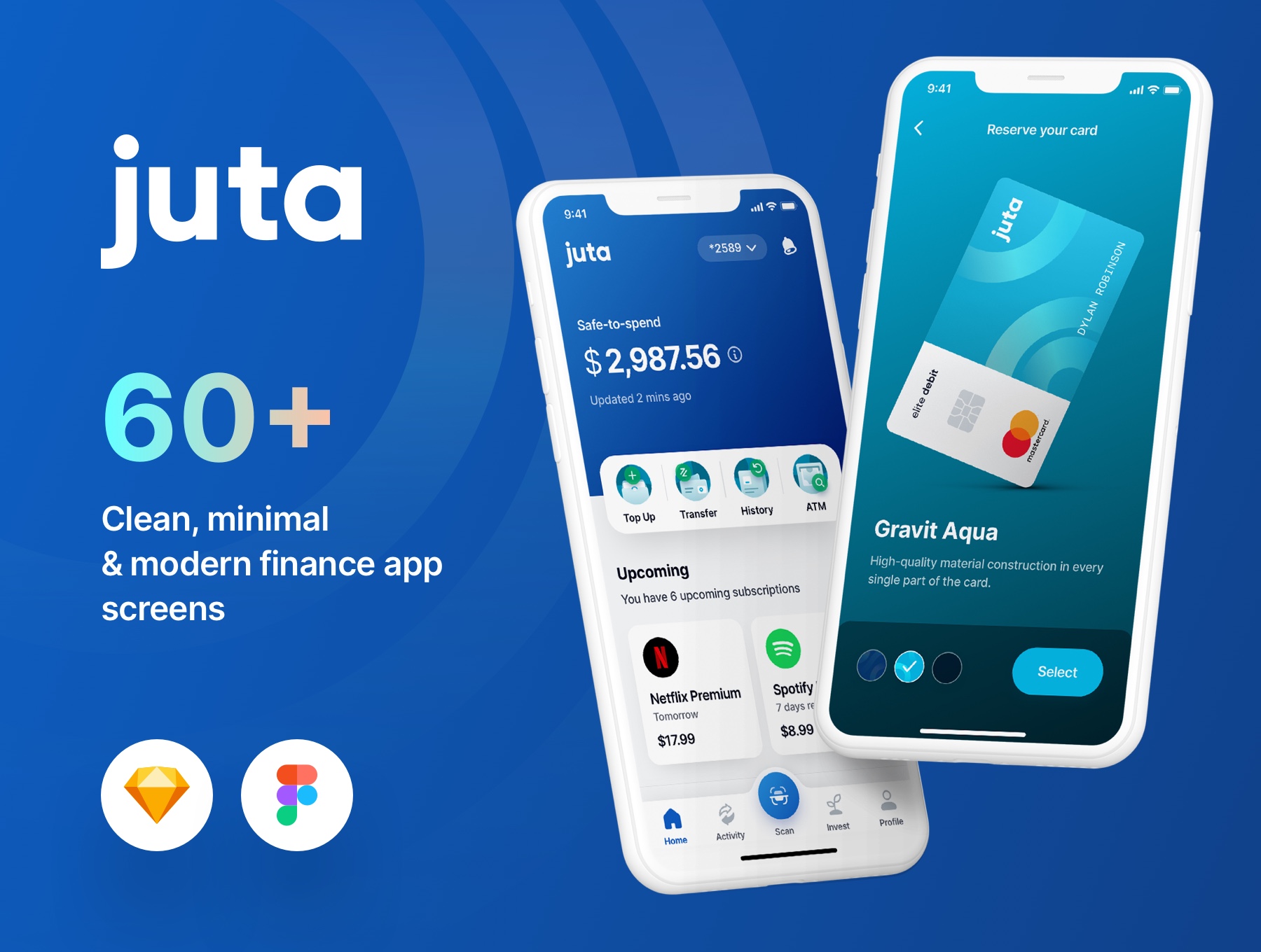 钱包金融交易App应用程序 UI 套件 Juta Finance App UI Kit  60+ Screens (Sketch, Figma)