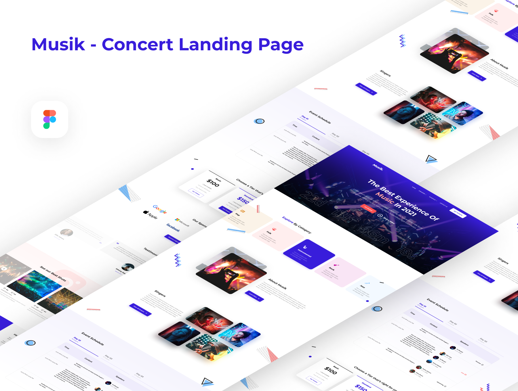 音乐演唱会网站登陆页设计UI套件 Musik - Concert Landing Page