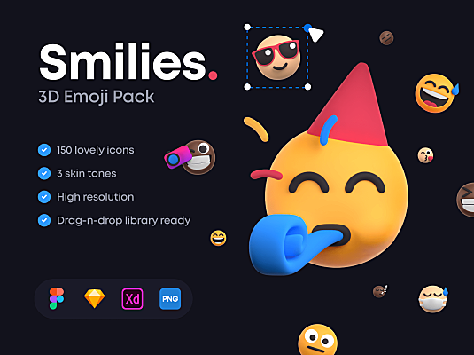3D笑脸Emoji表情包图标素材合集 Smilies 3D Emoji Pack