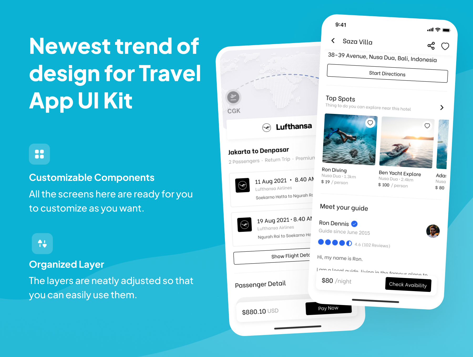 机票订购&酒店和旅行应用UI套件包 Kitavel - Premium Flight, Hotel & Travel App UI Kit-酷社 (KUSHEW)