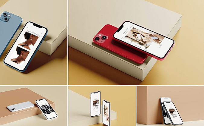 纯色系列iPhone 13手机设计样机Vol.2 iphone-13-mockup-vol-2