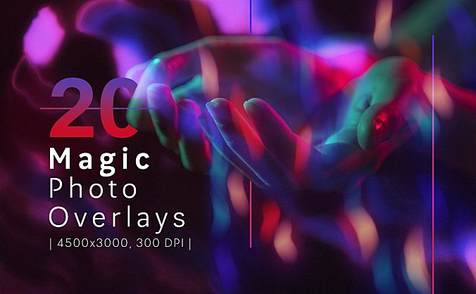 时尚绚丽的五颜六色魔术照片叠加滤镜纹理质感底纹纹理 magic-photo-overlays