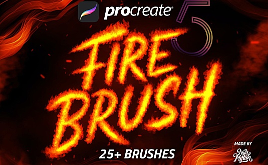 25+iPad procreate软件火焰燃烧纹理笔刷 procreate-fire-brush