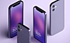紫色磨砂质感iPhone 12等距手机设计样机 iphone-12-mini-isometric-mockup