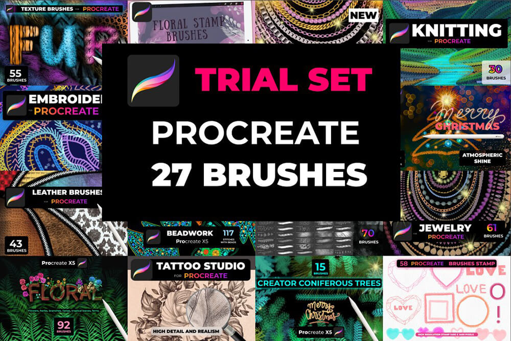 27套各类艺术绘画Procreate软件笔刷套装 Trial set of 27 brushes Procreate