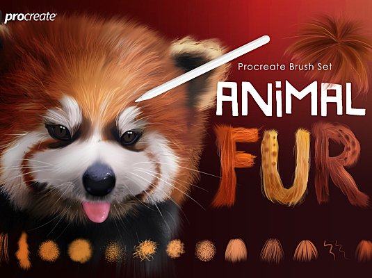 30+动物毛发Procreate软件笔刷素材合集 Animal Fur Procreate Brushes