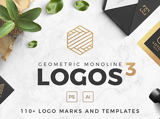 100款高级简约风格AI矢量几何图形LOGO素材 Geometric-Logos