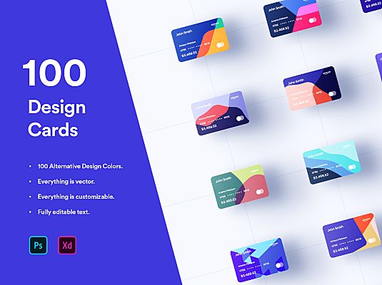 100个金融虚拟卡设计模板集合下载 100 Financial Virtual Design Cards