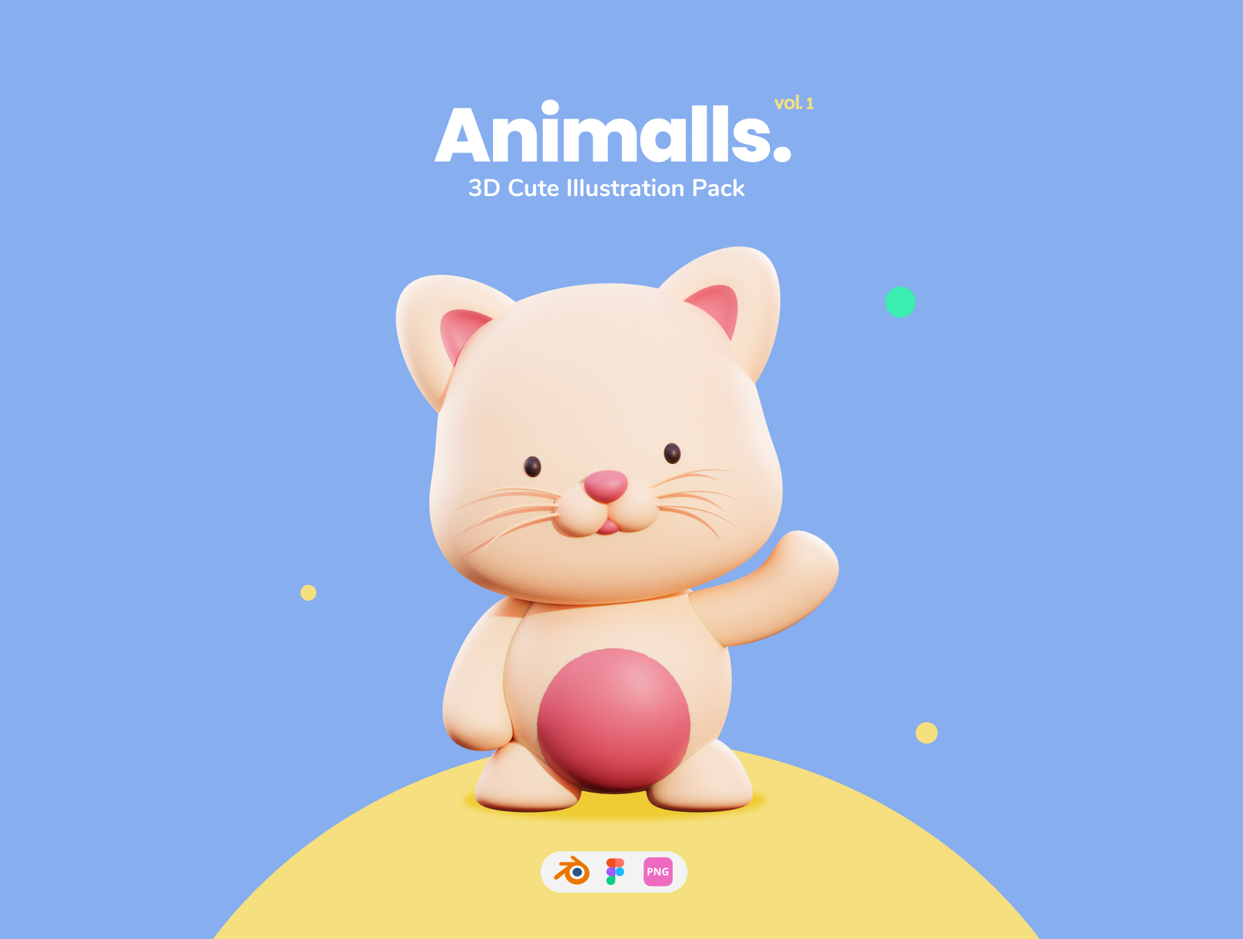 Q版卡通3D可爱动物角色插画素材 Animalls - 3D Cute Illustration Pack