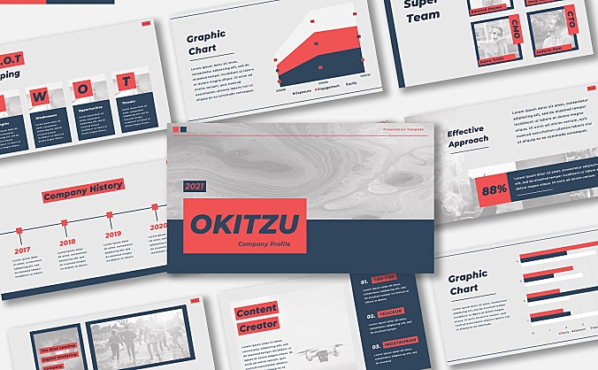 品牌企业发展企业文化介绍演讲主图PPT模板 okitzu-company-profile-template