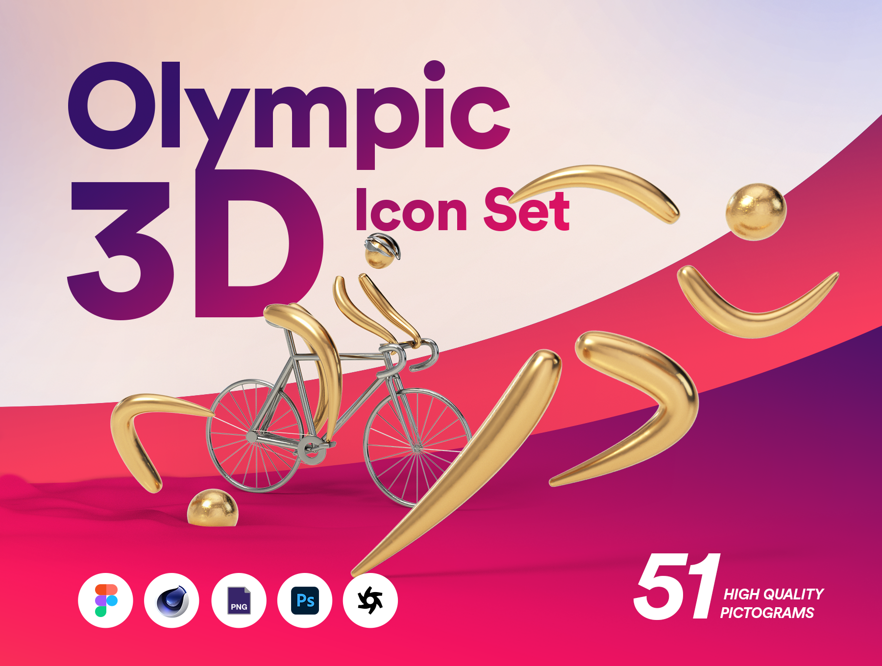 12.55GB冬奥会国际运动项目3D图标合集 Olympic 3D Icon Set