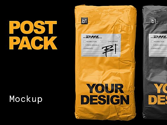 邮政申通圆通快递包裹塑料外包装设计样机模板 Post Pack Bag Mockup