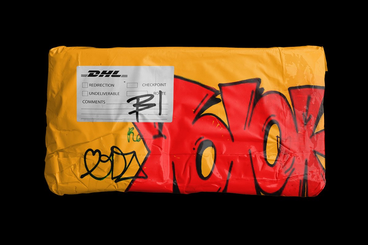 邮政申通圆通快递包裹塑料外包装设计样机模板 Post Pack Bag Mockup-酷社 (KUSHEW)