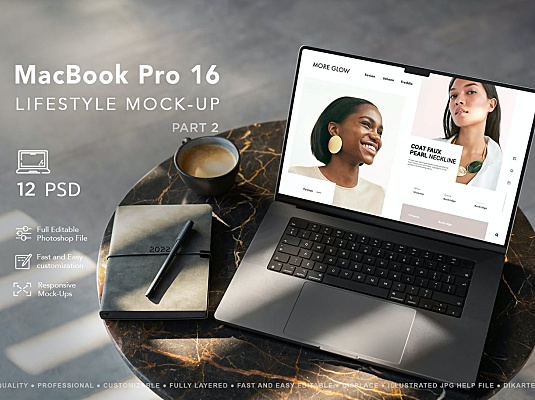 2022年新款MacBook Pro苹果笔记本屏幕内容展示设计样机 new-macbook-pro-mockup-part2