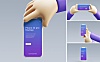 可爱3D小胖手手持iPhone设计样机APP屏幕ui展示模板 iphone-clay-on-the-hand-mockup