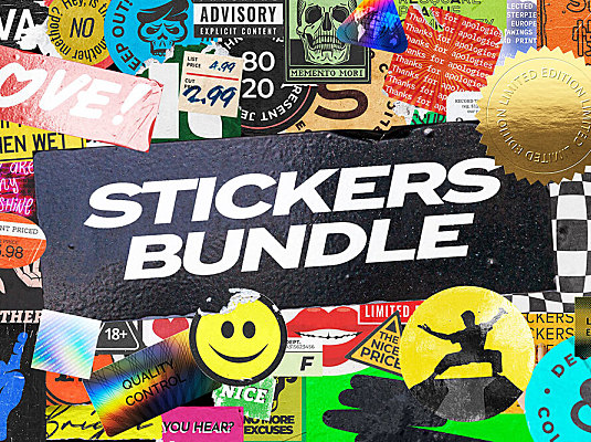 1.65G全息金箔纹理标志品牌贴纸样机设计素材 Sticker Mockup Bundle Logo Branding