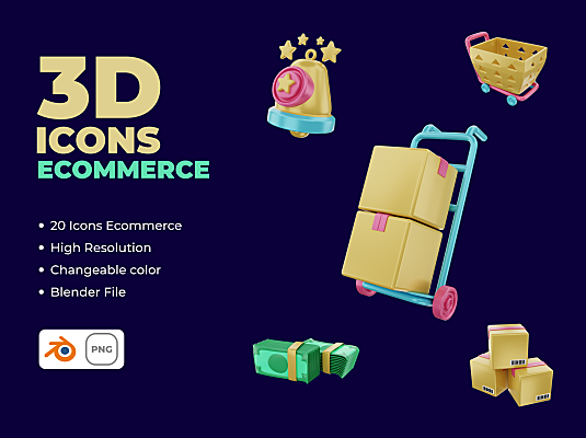 20+电子商务网络商城主题图标icon合集 3D ICONS ECOMMERCE
