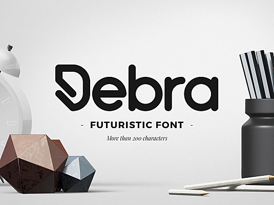 非常有特色的创意logo设计字体Debra Rounded - Futuristic Typeface