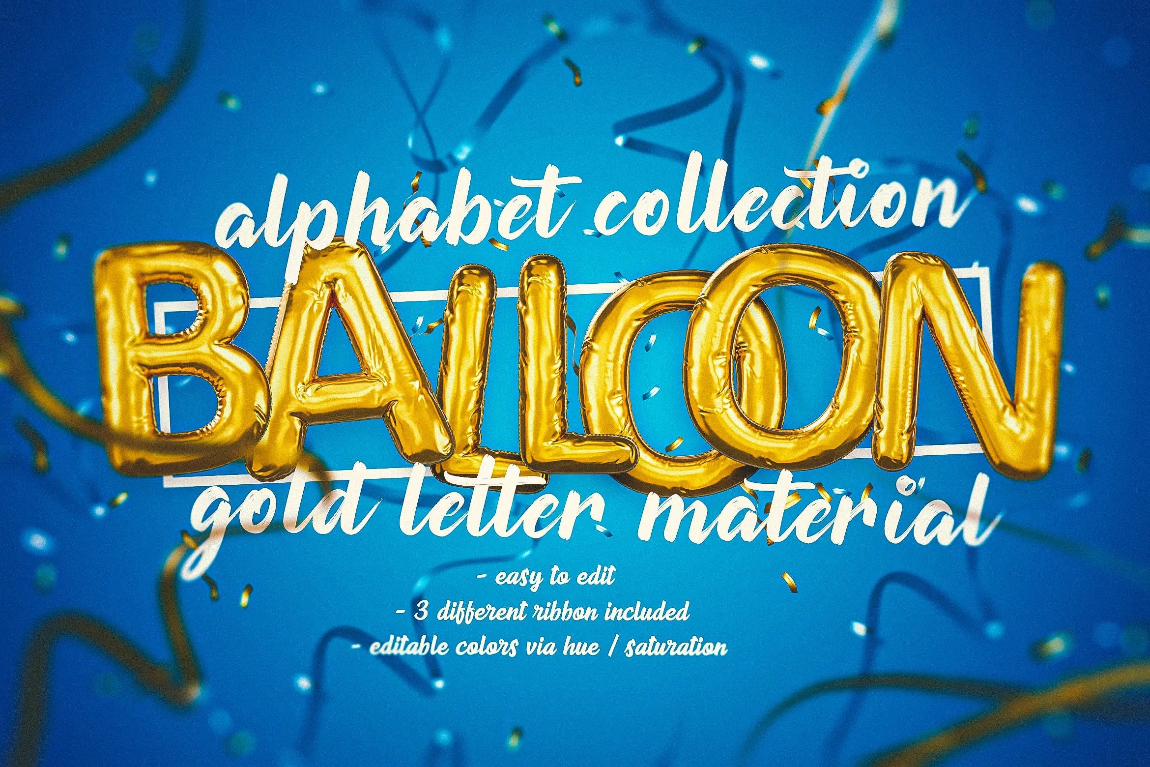 金色铝箔气球字母装饰字体合集PSD格式foil-balloon-letters-set