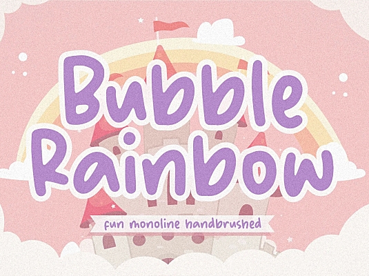手写海报卡通儿童彩虹标题英文字体 bubble-rainbow-font-yh