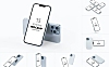 8款银色iPhone 13 Pro Max手机平铺漂浮等距设计样机iphone-13-mockup
