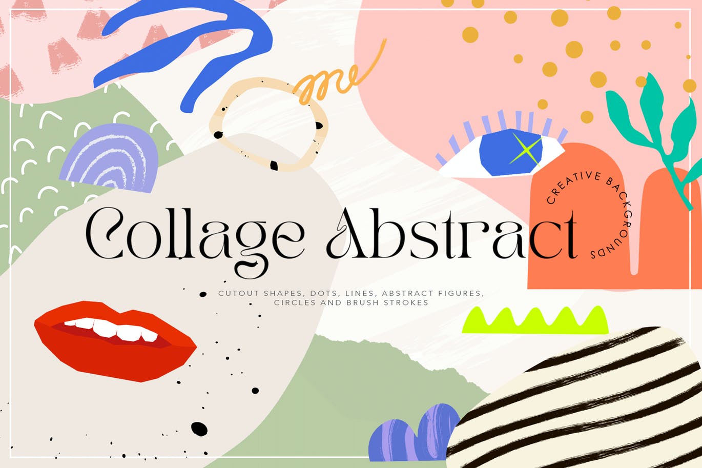 25款清新抽象孟菲斯风格矢量背景图底纹纹理abstract-collage-cutout-shapes