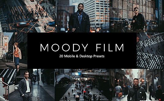 20款深色人文扫街城市街头照片LR滤镜预设+LUT预设 20 Moody Film Lightroom Presets & LUTs