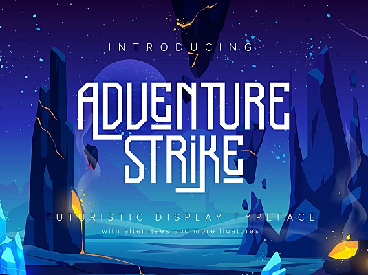 酷炫未来科幻主义英文创意装饰字体 Adventure Strike | Futuristic Display Typeface