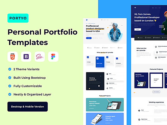 个人作品集网站设计模板HTML Portyo - Personal Portfolio Templates