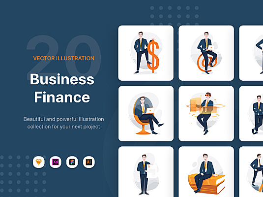 商业金融主题Web矢量插画素材 M49_Business Finance Illustrations
