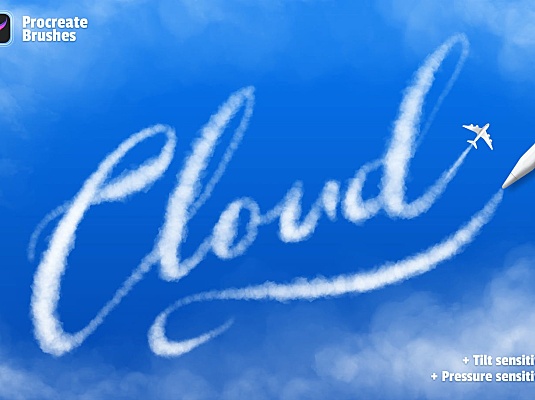 飞机云彩云雾procreate笔刷字体 clouds-procreate-brushes