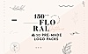 100+文艺优雅纤细LOGO标志设计模板 floral-outline-illustration-logo-pack